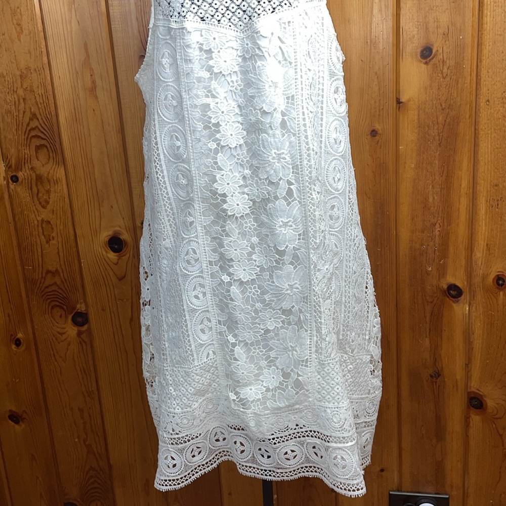 Altar’d state white lace mini dress bridal party dress size medium floral print - Picture 3 of 5